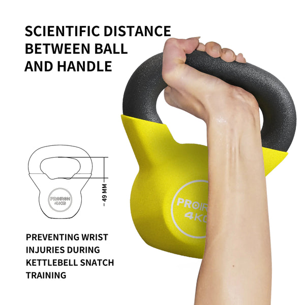 Kettlebell- Cast Iron Core with Neoprene Coated - 4/6/8/10/12/16KG PROIRON