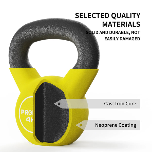 Kettlebell- Cast Iron Core with Neoprene Coated - 4/6/8/10/12/16KG PROIRON