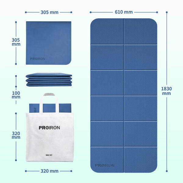 Travel Yoga Mat - TPE Foldable Mat for Yoga, Pilates, and Exercise PROIRON