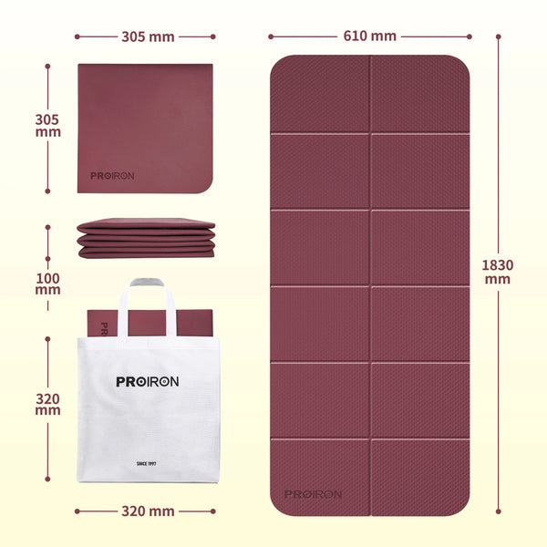 Travel Yoga Mat - TPE Foldable Mat for Yoga, Pilates, and Exercise PROIRON
