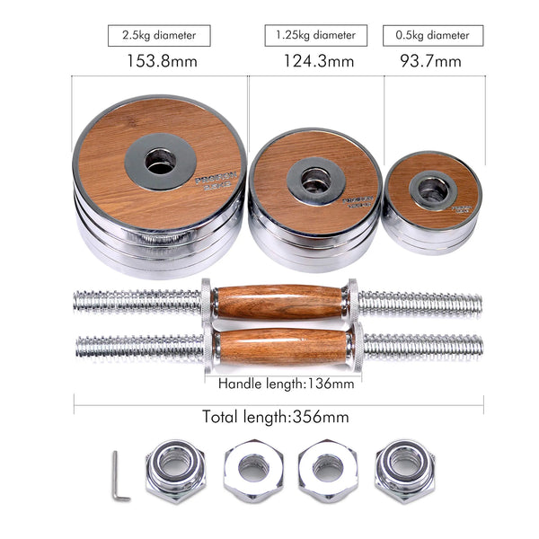 Walnut-Style Dumbbells set - 20kg Adjustable Weights set PROIRON