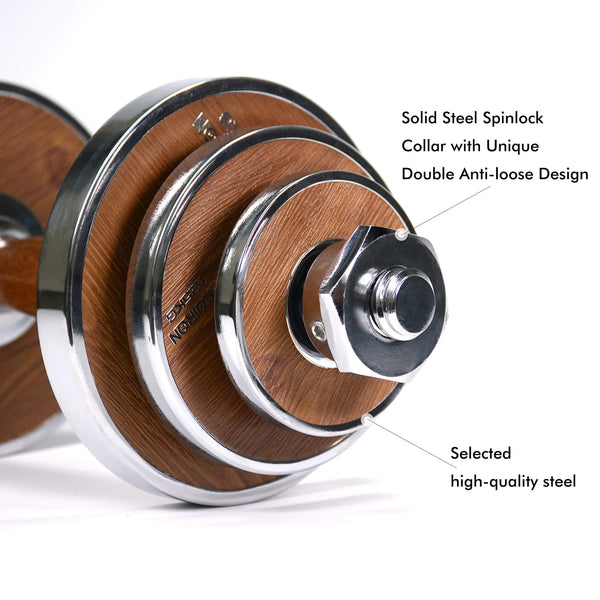 Walnut-Style Dumbbells set - 20kg Adjustable Weights set PROIRON