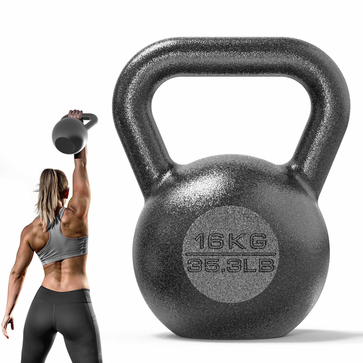 Livingandhome 16KG Iron Kettlebell Weight Fitness Strength Training Workout