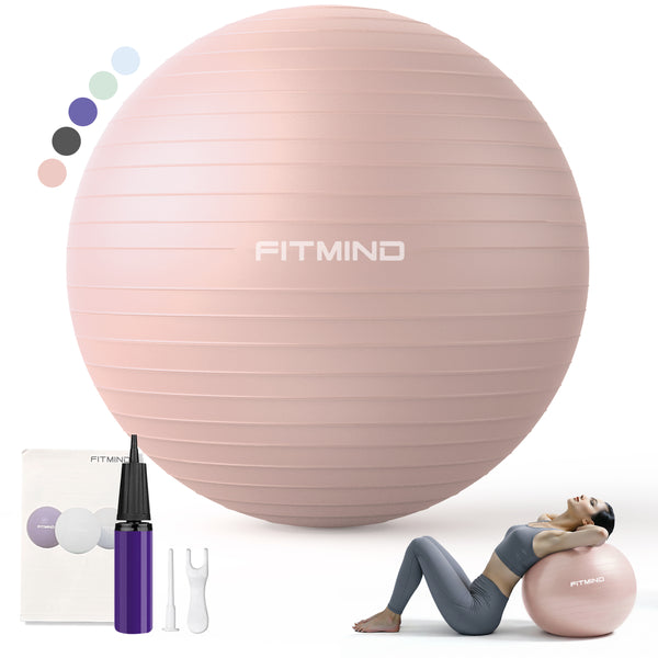 FITMIND Thick Exercise Ball 21.7" for Yoga and Pilates, 1100lb Load Bearing, Hand Pump, Anti-Burst