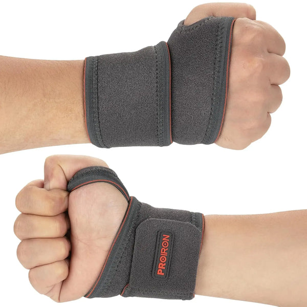 Wrist Support Elastic Straps - Grey/Black - Single/Double PROIRON Grey-Double