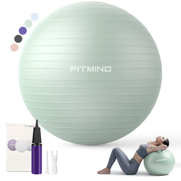 FITMIND Thick Exercise Ball 21.7" for Yoga and Pilates, 1100lb Load Bearing, Hand Pump, Anti-Burst