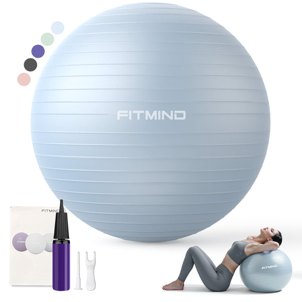 FITMIND Thick Exercise Ball 21.7" for Yoga and Pilates, 1100lb Load Bearing, Hand Pump, Anti-Burst