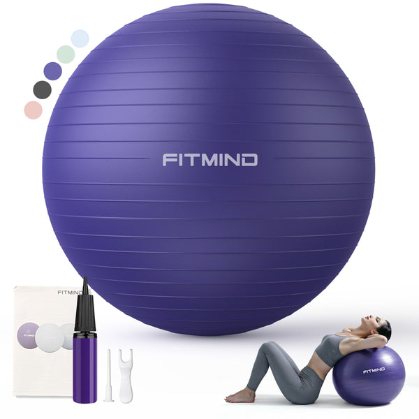 FITMIND Thick Exercise Ball 21.7" for Yoga and Pilates, 1100lb Load Bearing, Hand Pump, Anti-Burst