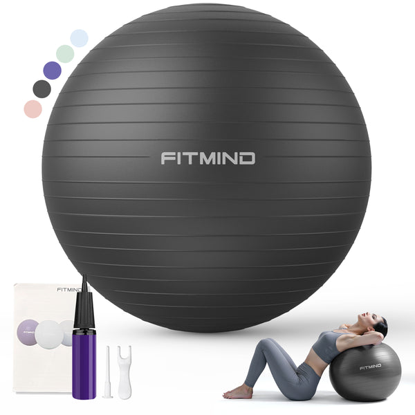 FITMIND Thick Exercise Ball 21.7" for Yoga and Pilates, 1100lb Load Bearing, Hand Pump, Anti-Burst