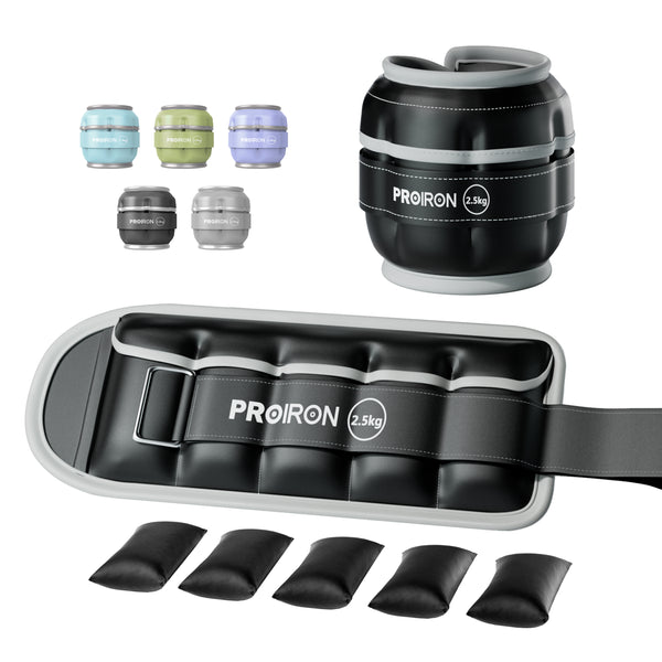 PROIRON Adjustable Ankle Weights set of 2, PU leather, 1-5lb per leg, Comfortable, Night-Safe Reflectivity