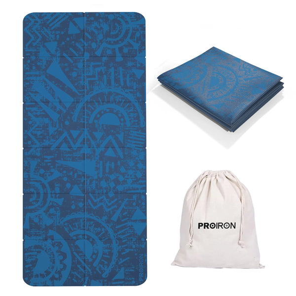 Travel Thin Mat - PVC 2mm Foldable Mat for Yoga, Pilates, and Exercise PROIRON Blue