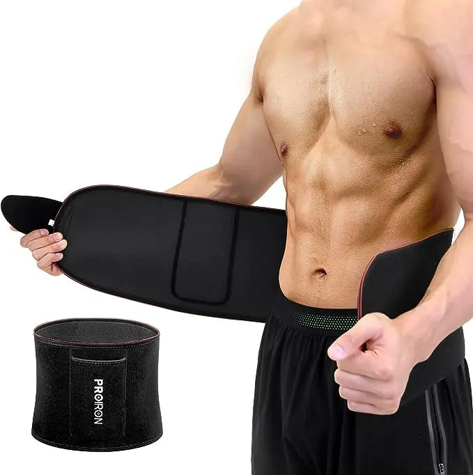 Waist Trimmer Belt for Men,Sauna Waist Trainer with Adjustable Double  Straps,Sweat AB Belt for Weight Loss and Back Support