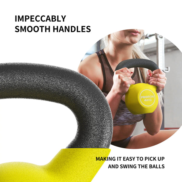 Kettlebell- Cast Iron Core with Neoprene Coated - 4/6/8/10/12/16KG PROIRON