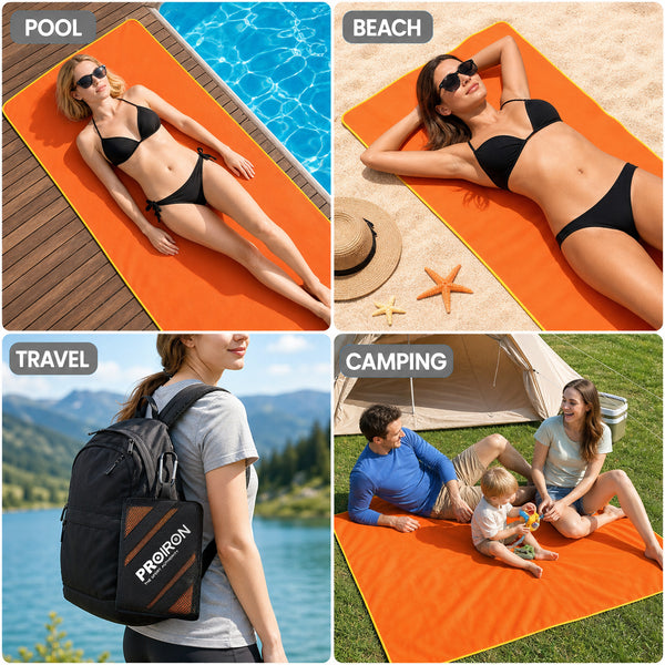 PROIRON Microfiber Beach Towel, 64"x 32" Oversized. Quick Dry Lightweight Absorbent, Storage Bag, Swimming Towel for Beach, Travel, Camping, Swimming. 1 Pack