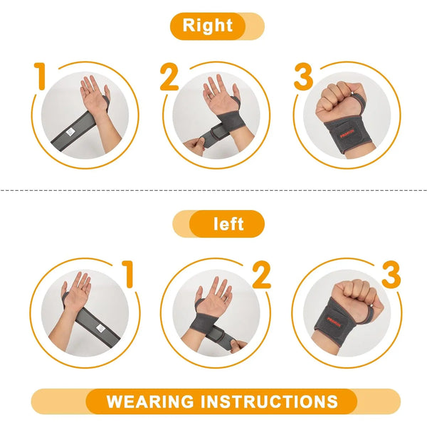 Wrist Support Elastic Straps - Grey/Black - Single/Double PROIRON