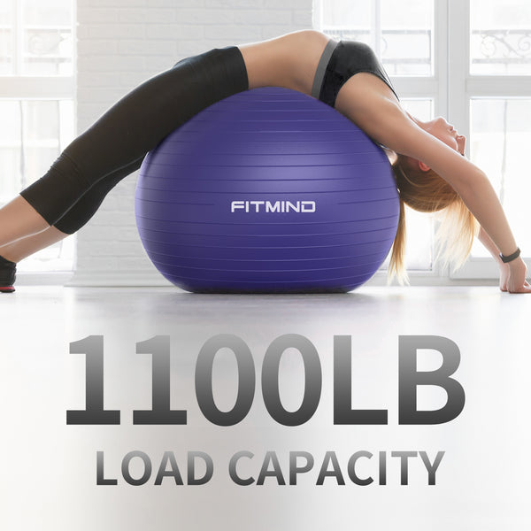 FITMIND Thick Exercise Ball 21.7" for Yoga and Pilates, 1100lb Load Bearing, Hand Pump, Anti-Burst