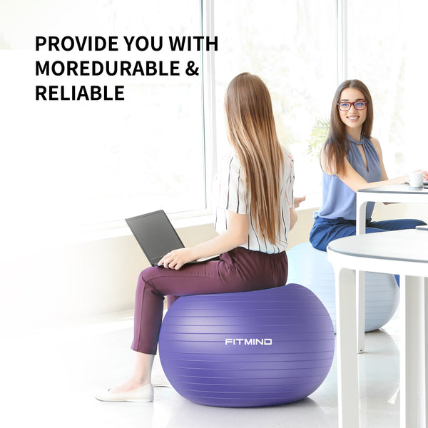 FITMIND Thick Exercise Ball 21.7" for Yoga and Pilates, 1100lb Load Bearing, Hand Pump, Anti-Burst
