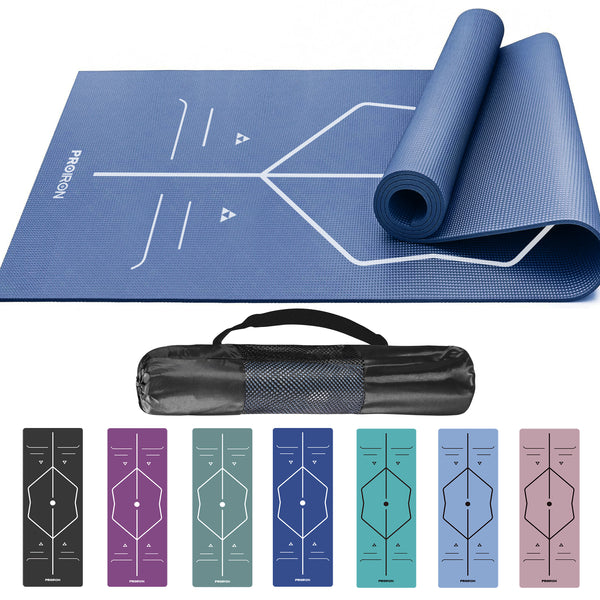 Yoga Mat with Alignment Marks - Carry Bag Included PROIRON Dark-blue