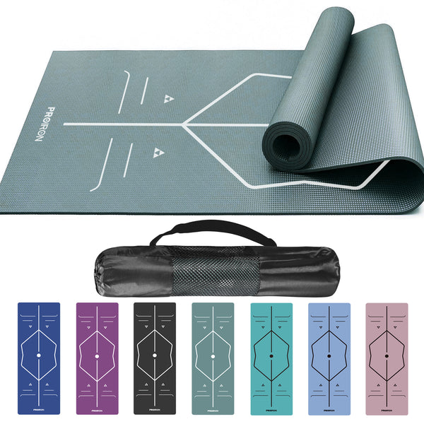 Yoga Mat with Alignment Marks - Carry Bag Included PROIRON Dark-green