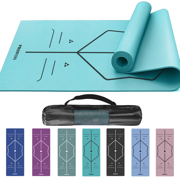 Yoga Mat with Alignment Marks - Carry Bag Included PROIRON Turquoise