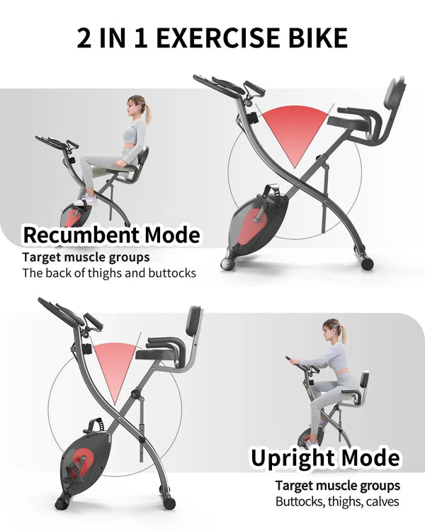 Indoor Stationary Folding Bike + Free Resistance bands