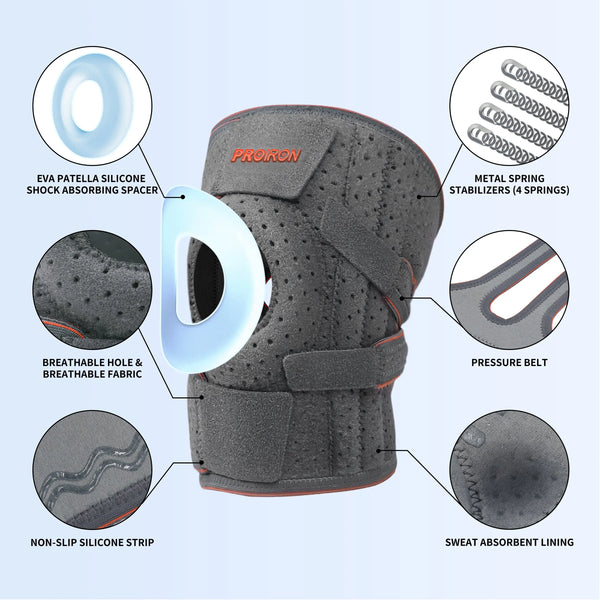 2 Pieces Knee Brace with Side Stabilizers and Patella Gel Pads