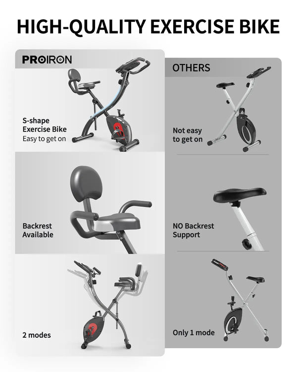 PROIRON Indoor Stationary Folding Bike + Free Resistance bands
