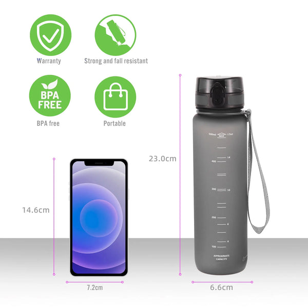 BPA-Free Sports Water Bottle with Filter and Protein Shaker Ball - 500/1000ml