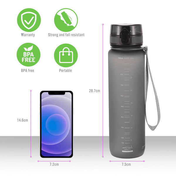 BPA-Free Sports Water Bottle with Filter and Protein Shaker Ball - 500/1000ml