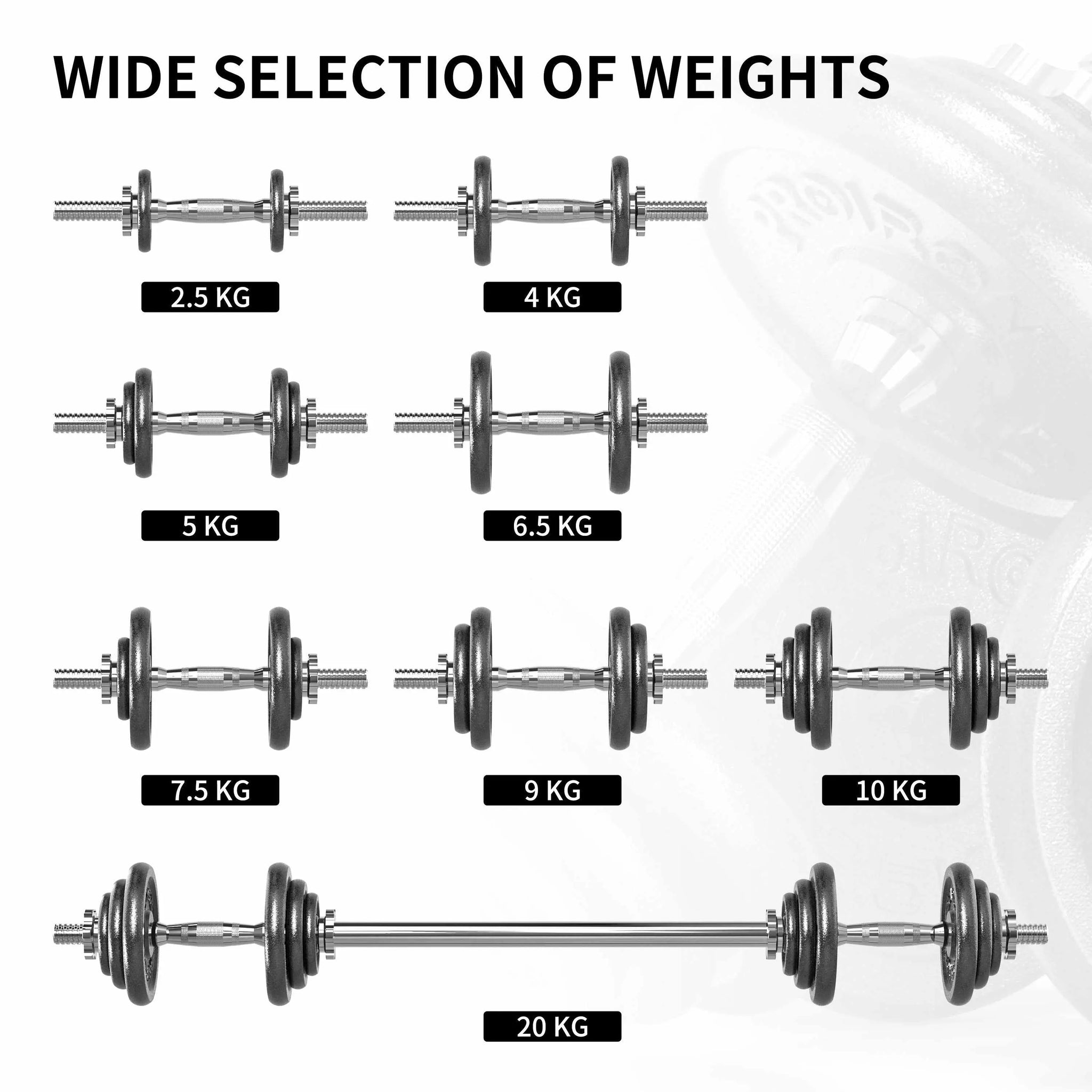 PROIRON 20kg/30kg Cast Iron Adjustable Dumbbell Set