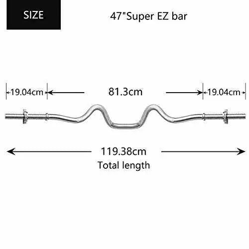 PROIRON 47" Curl Bar - Standard Super SZ Curl Bar with Spinlock Collars-Curl Bar-PROIRON