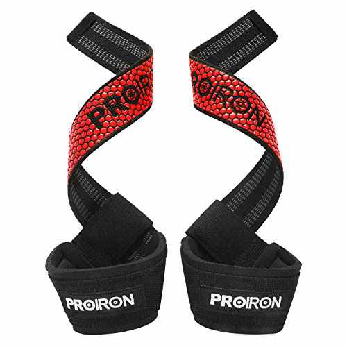 ProFitness Weight Lifting Straps - 10A Long Wrist Straps for Weightlifting  - Padded Neoprene Lifting Straps gym with Non Slip Si