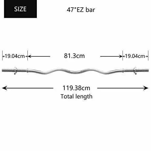 PROIRON Curl Bar - 47" Standard EZ Curl Bar with Spinlock Collars - 1200mm-Curl Bar-PROIRON