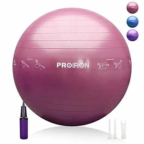 Yoga Ball for Pregnancy, Fitness, Balance, Workout at Home, Office and  Physical Therapy (Pink)
