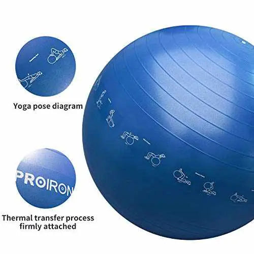 PROIRON Yoga Ball with Postures-Fitness Accessories-blue-55-65cm (for Height 162cm-178cm)-gb-PROIRON